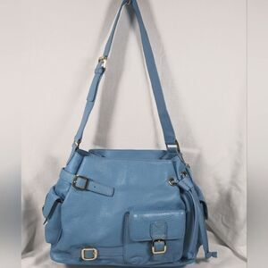 MAXX New York Genuine Leather Blue Shoulder Bag Like New Condition